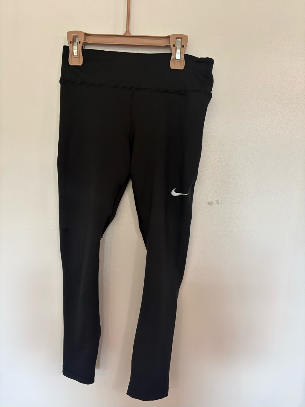 Nike Women’s Black Athletic Leggings with White Swoosh
